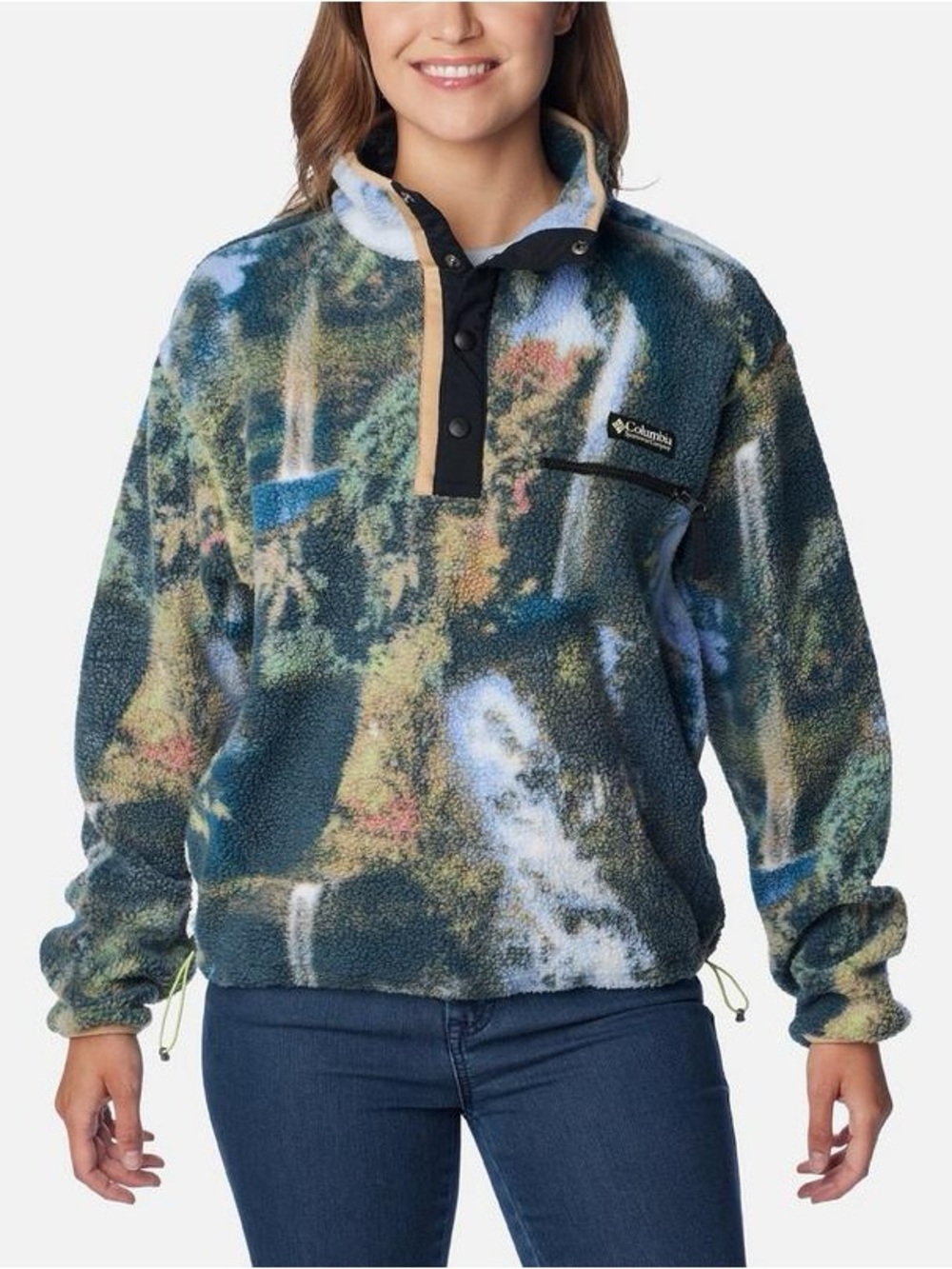 ISO Columbia Multicolor Printed Teddy Fleece Pullover
